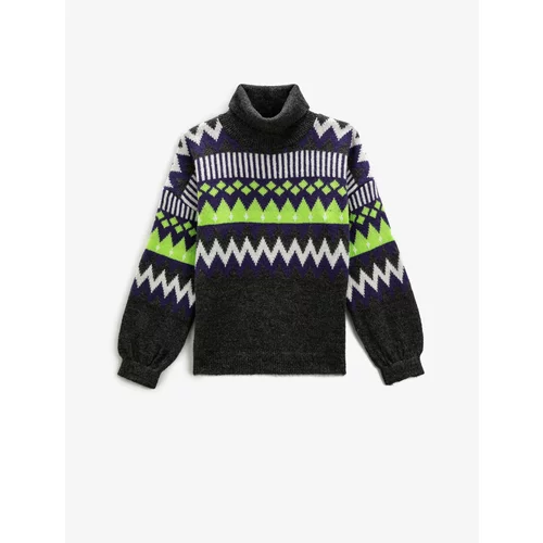 Koton Turtleneck Knitwear Sweater Geometric Pattern Long Sleeve