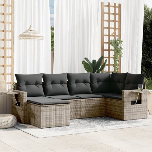 vidaXL 6-dijelni set vrtnih sofa od poliratana s jastucima sivi Cijene