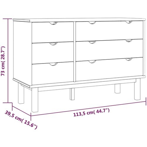  Ladičar OTTA smeđe-sivi 111 x 42 x 73 5 cm od masivne borovine Slike