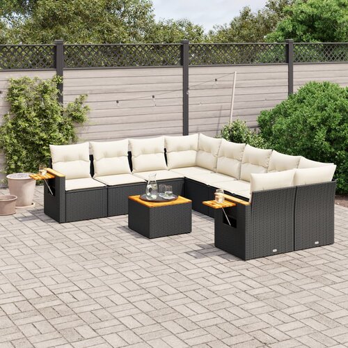 vidaXL 9-dijelni set vrtnih sofa s jastucima crni od poliratana Cijene