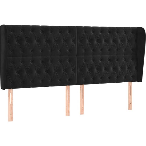 Maison Chic posteljno vzglavje - vzglavna omarica - nočna omarica z u&amp;scaron;esi črno 203x23x118/128 cm žamet, (21707991) Slike