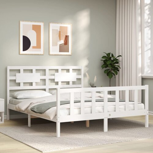 vidaXL Okvir za krevet s uzglavljem sivi 160 x 200 cm od masivnog drva Cijene