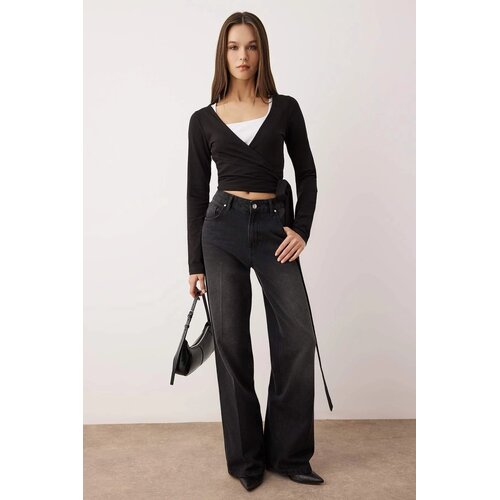 TRENDYOLMILLA ženska bluza Twoaw26Bz00102, crna-crna Cene