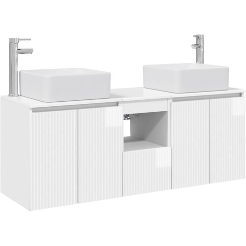  Set ormarića za kupaonicu 3 kom. Bijela visokog sjaja 53 x 35 x 63 cm Slike
