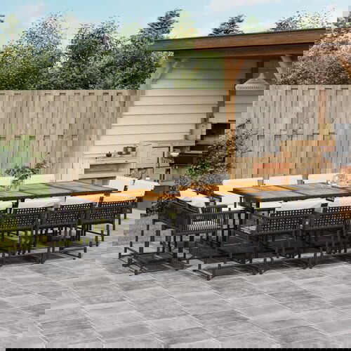 VidaXL 15-dijelni vrtni blagovaonski set s jastucima poliratan crni Slike