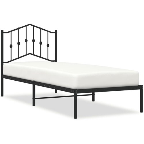 Maison Chic Kovinski Posteljni okvir - Enojna postelja - Postelja za odrasle z vzglavjem črn 80x200 cm, (21694628) Cene