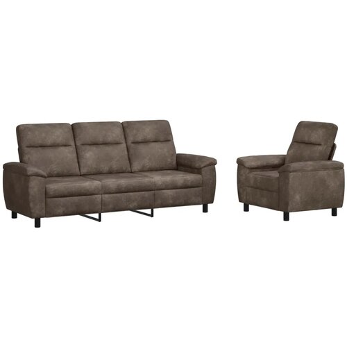  Set sofe 2 pcs Tamnosiva Umetnička suknja koža - Tamnosiva 1 sjedalo + trosjed Slike