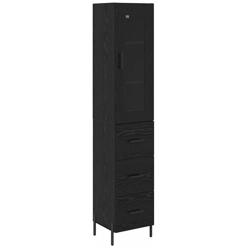 vidaXL Visok predalnik s predalom Črna Orehovina 34,5 x 34 x 180 cm, (5000108364) Cene