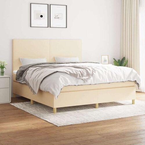 vidaXL Krevet s oprugama i madracem krem 160x200 cm od tkanine Cijene