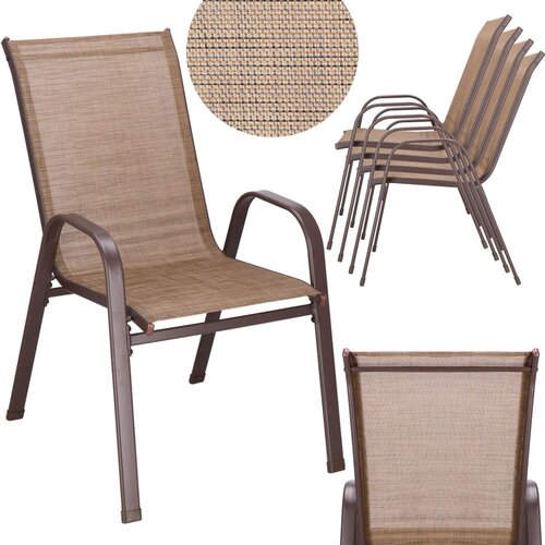 Springos metalne vrtne stolice 73 x 55,5 x 93 cm (4 kom.) smeđa Slike