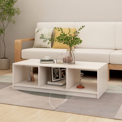 The Living Store Klubska mizica bela 110x50x34 cm trdna borovina - Klubska Mizica, (21573426) Cene