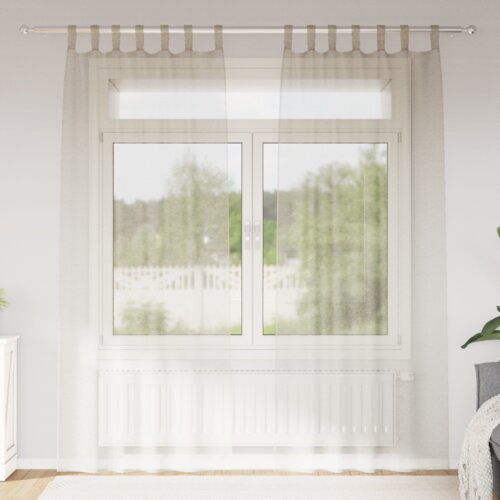  Voile zavesa z zavesami 2 pcs Pe&amp;scaron;čena 225 x 140 cm Poliester, (5000149105) Slike