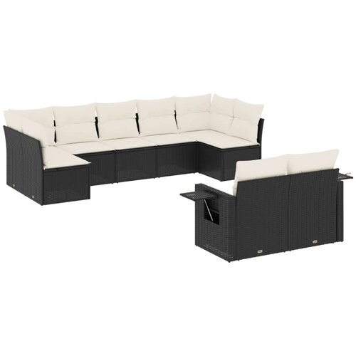 vidaXL 9-dijelni set vrtnih sofa s jastucima crni od poliratana Cijene