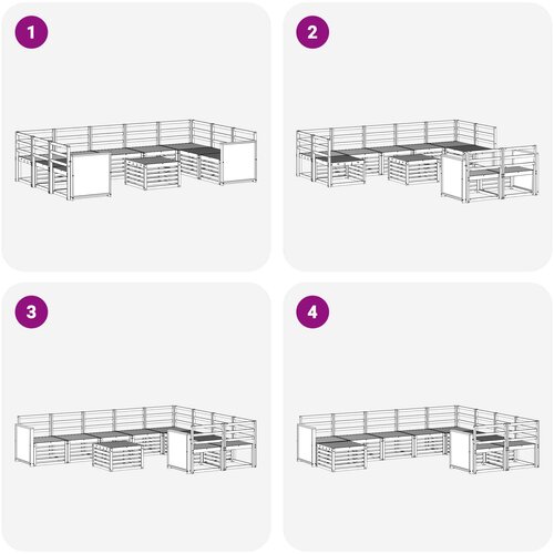  Set vanjskih sofa 10 kom. Prirodna Čvrsto drvo akacije Slike