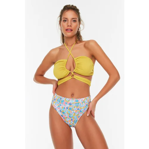 Trendyol Floral Patterned High Waist Bikini Bottom