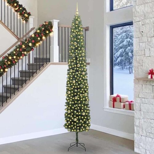 vidaXL Umestno božično drevo Zelena 270 cm PVC in Jeklo in Plastika Cene