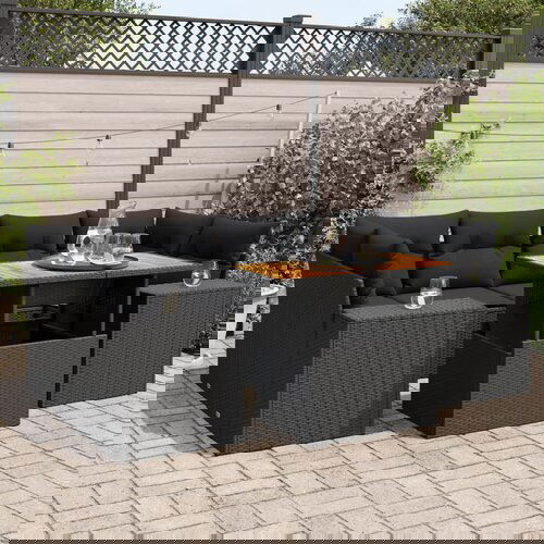 VidaXL 7-dijelni set vrtnih sofa od poliratana s jastucima crni Slike