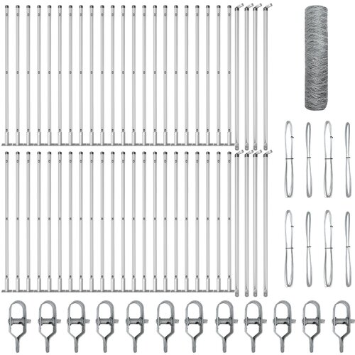 vidaXL Heksagonalna Ograda 0.5x100 m Galvanizirani Čelik, Ograde s Temeljima 13 kom Ø32mm 70cm Galvanizirani Čelik Cijene