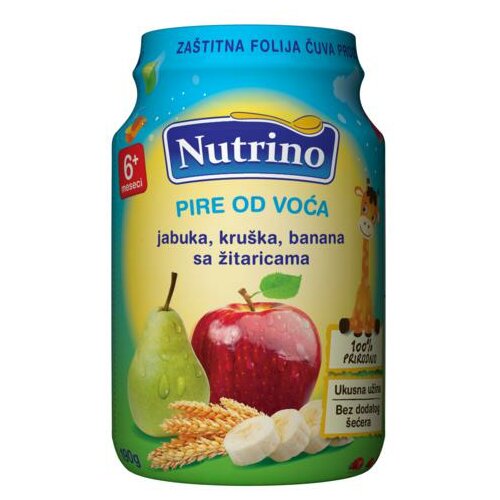 Nutrino pire od voća 6+ jabuka, kruška i banana sa žitaricama 190g Cene