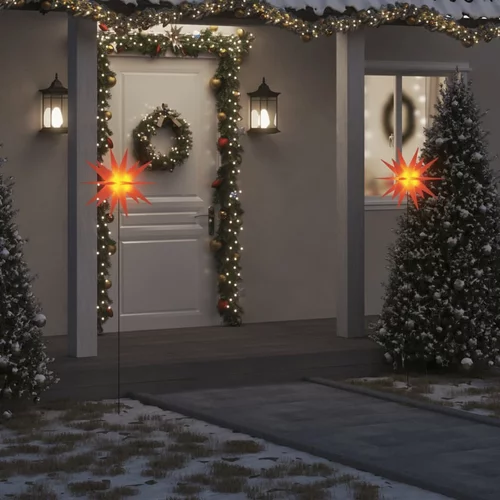 vidaXL Božićna svjetla sa šiljcima 3 kom LED sklopiva crvena 57 cm