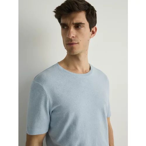 Reserved - Regular fit majica kratkih rukava s mješavinom lana - svjetloplavo