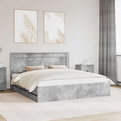  Okvir za krevet s ladicama Betonski sivi 180 x 200 cm - Beton siva 180 x 200 cm Cene