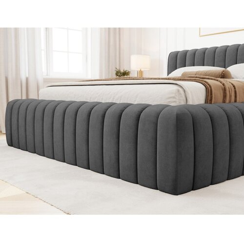 ELTAP Tamno sivi tapecirani bračni krevet s prostorom za odlaganje s podnicom 180x200 cm Carilla &amp;ndash; Slike