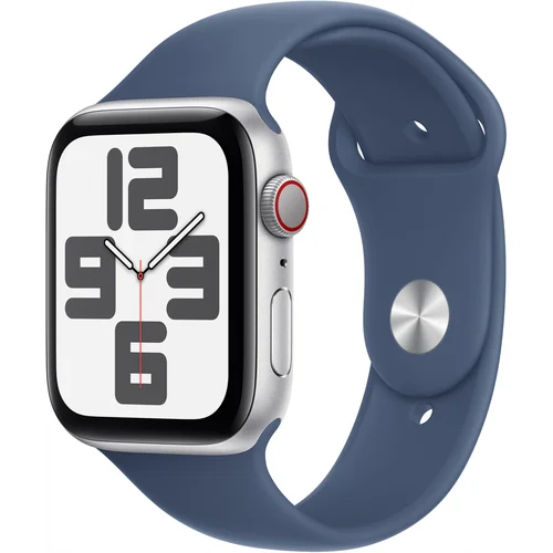 Apple watch se gps + cellular 44mm silver aluminium case with denim sport band - m/l"