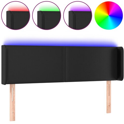  LED uzglavlje crno 147x16x78/88 cm od umjetne kože Slike