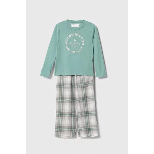 Abercrombie & Fitch Otroška pižama zelena barva