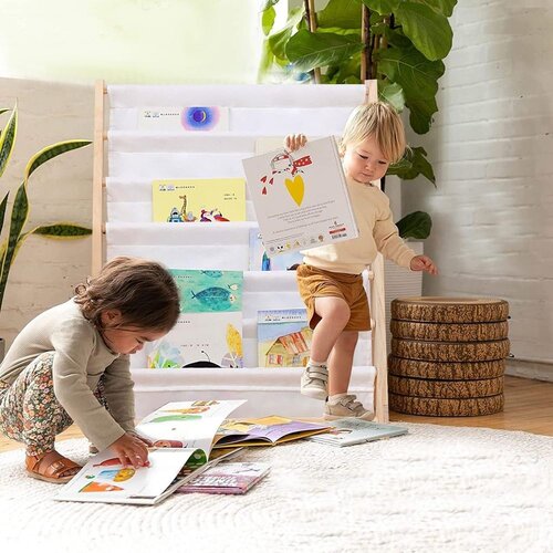 Kinder Home Dječja polica za knjige od drva 6 polica, Montessori 64x30x79 cm Cijene