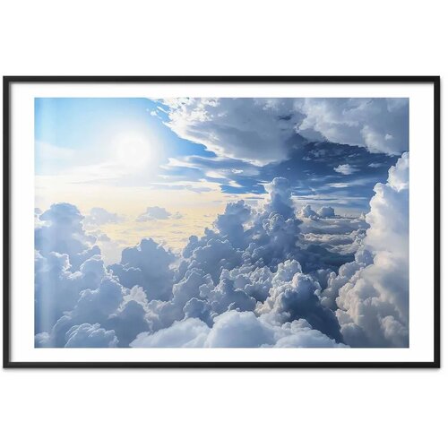  Plakat Symphony of Light: Sun and Clouds Playing Together on a Beautiful Sky 60x40 Crni okvir s margom Slike