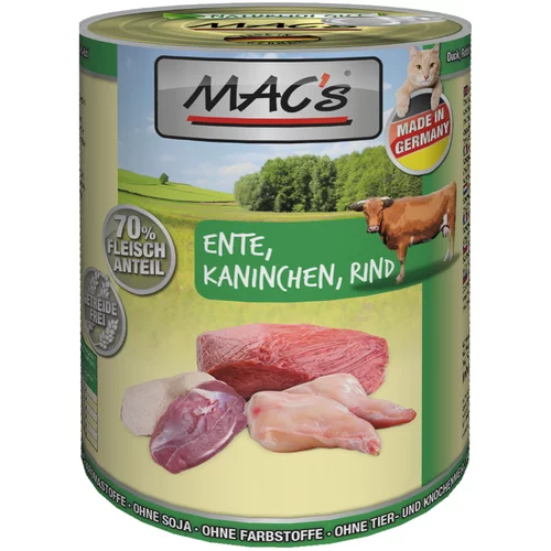 MAC's Varčno pakiranje MAC´s Cat 12 x 400 g - Raca, zajec, govedina