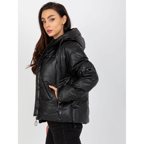 Fashion Hunters Black down winter jacket with a hood Slike