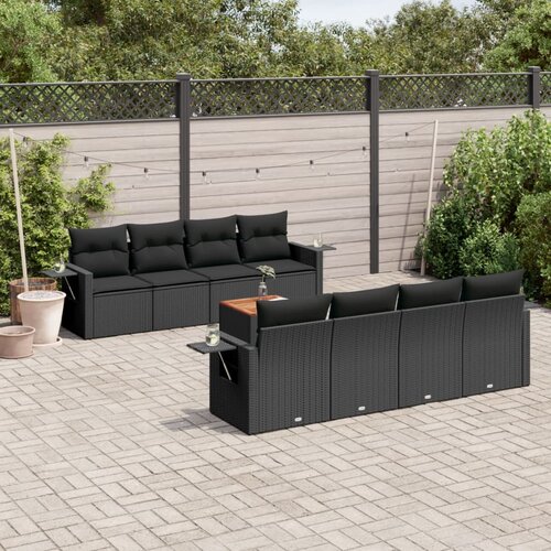  9-dijelni set vrtnih sofa s jastucima crni od poliratana Cijene