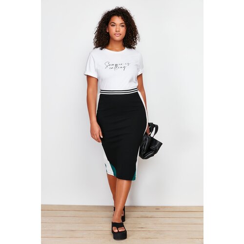 Trendyol Curve Black Color Blocked Midi Knitted Skirt Cijene