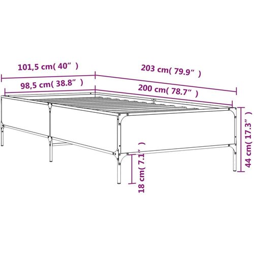 VidaXL okvir za krevet boja hrasta 100x200cm konstruirano drvo i metal Slike