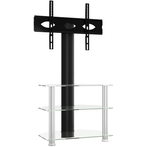 Maison Chic Kotno TV stojalo - Televizijska omarica - TV omarica 3-nadstropno za 32-70&amp;quot; črno in srebrno, (21701012) Slike