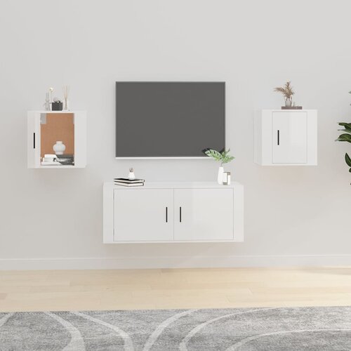 VidaXL Zidni TV ormarići 2 kom visoki sjaj bijeli 40 x 34 5 x 40 cm Slike