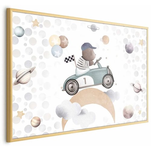  Plakat - Bear in a Race Car 60x40 Zlatni okvir Cijene