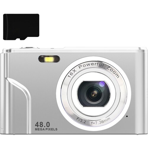 INF digitalni fotoaparat z 48 mp, hd 1080p, 16x zoom, pomnilniška kartica 32 gb silver, (21266044) Cene