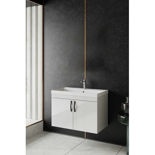 Skye_Decor Kupatilski ormarić sa umivaonikom, Beli Slike