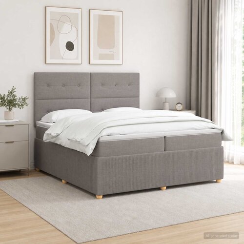  Boxspring krevet s madracem Sivosmeđa 200 x 200 cm Tkanina Cijene