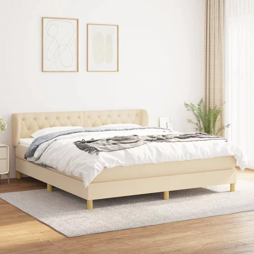  Krevet s oprugama i madracem krem 160x200 cm od tkanine