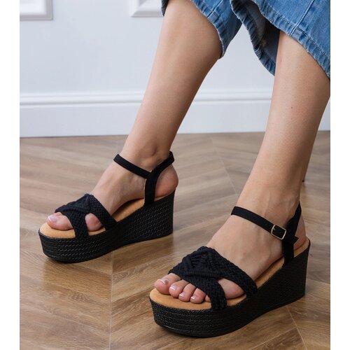 Gemre Black platform sandals with lace-up strap Zambera Cene
