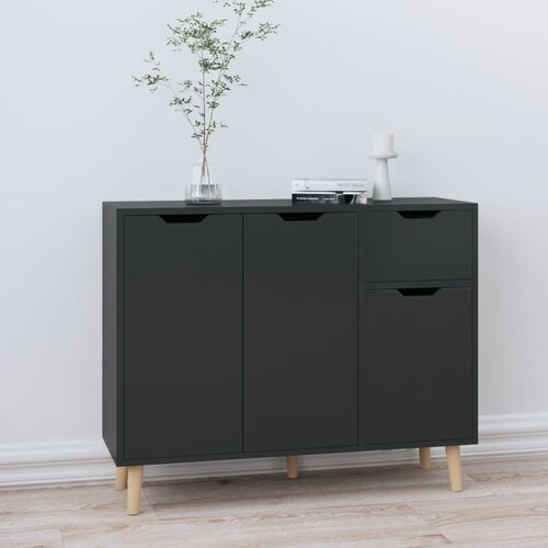 The Living Store Komoda visok sijaj črna 90x30x72 cm inženirski les - Komoda, (21662106) Cene