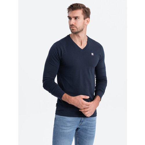 Ombre Men&amp;#039;s V-NECK Longsleeve - navy blue Slike