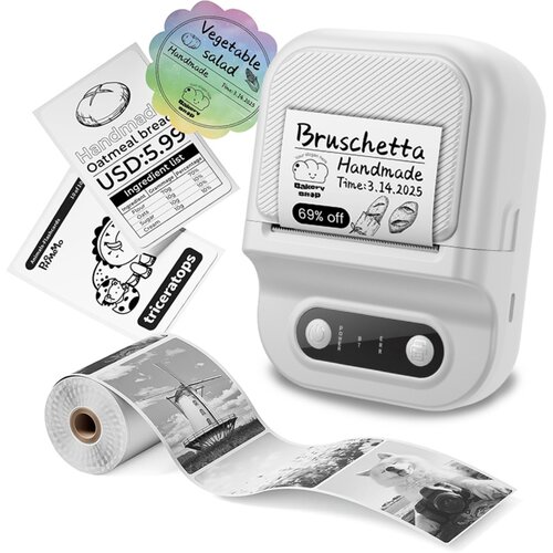 INF Termični tiskalnik nalepk Bluetooth, 203 dpi, Type-C, aplikacija White, (5000446606) Cene