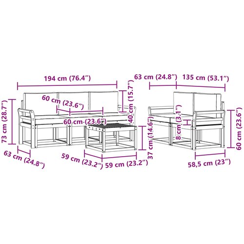  Set vanjskih sofa 6 kom. Prirodna i svijetlo siva Slike
