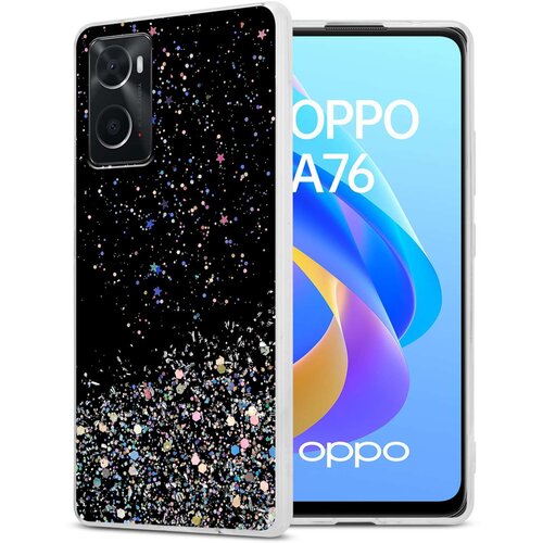 Cadorabo Oppo A36/A76/A96 4G/K10 4G/Realme 9i in črna z ble&scaron;čicami - Za&scaron;čitni ovitek iz prožnega silikona TPU s svetlečimi ble&scaron;čicami, (20860415) Cene